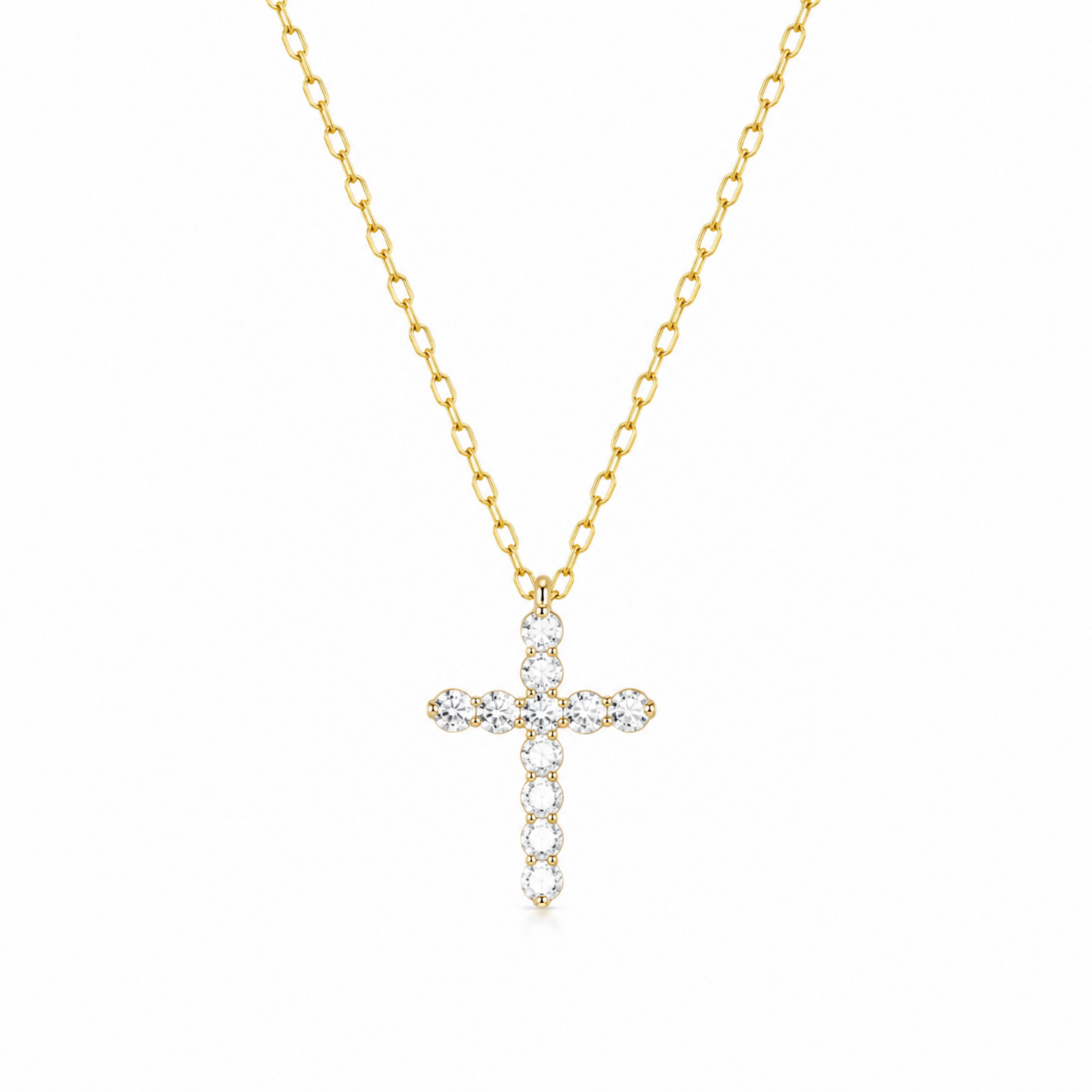 Faceted Crystal Cross Necklace