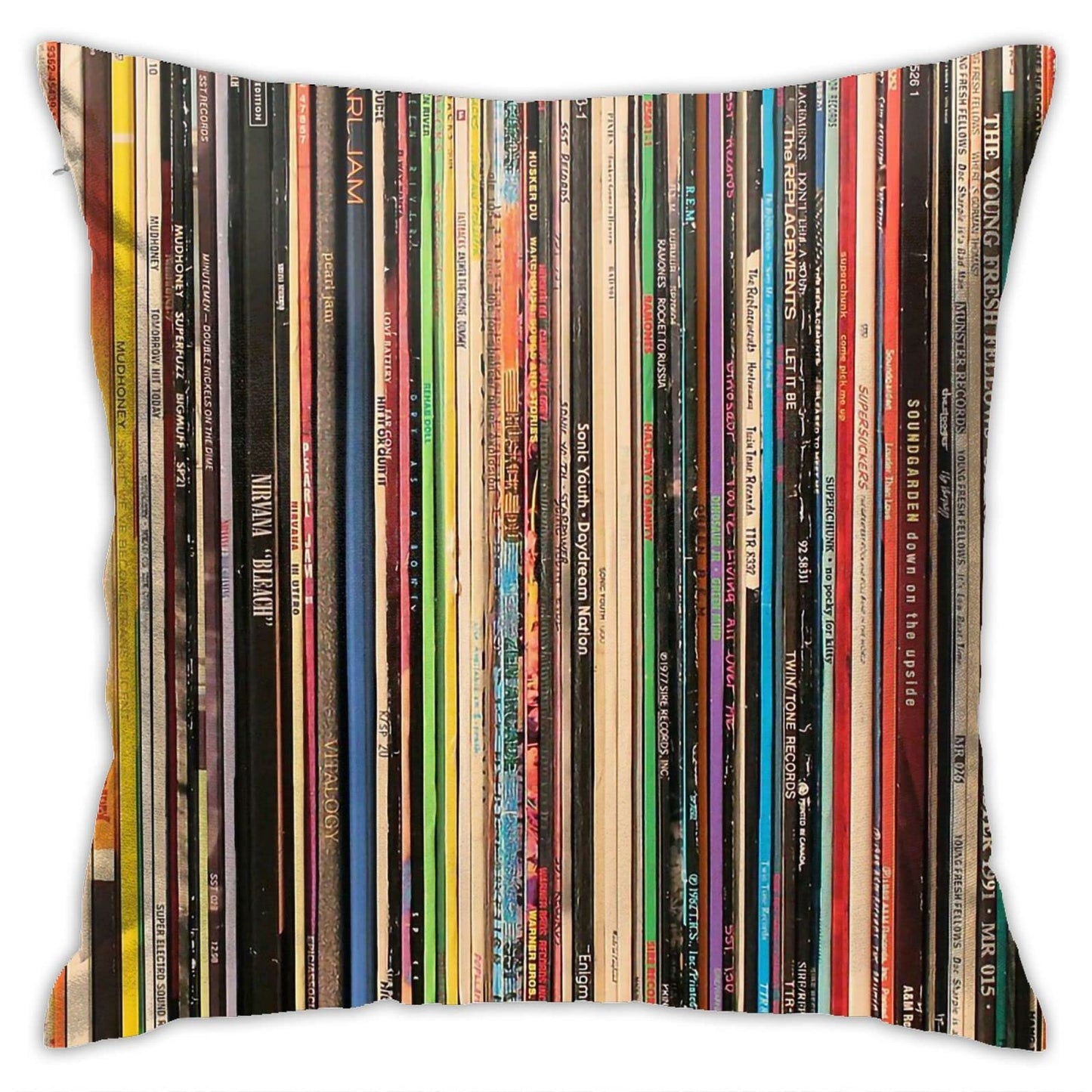 HANGWWZQ Classic Alternative Rock Records Square Pillow Case Throw Pillow Covers Decorative Pillowcase Cushion Cover with Car Couch Sofa Chair Bed Living Room 18x18 Inch