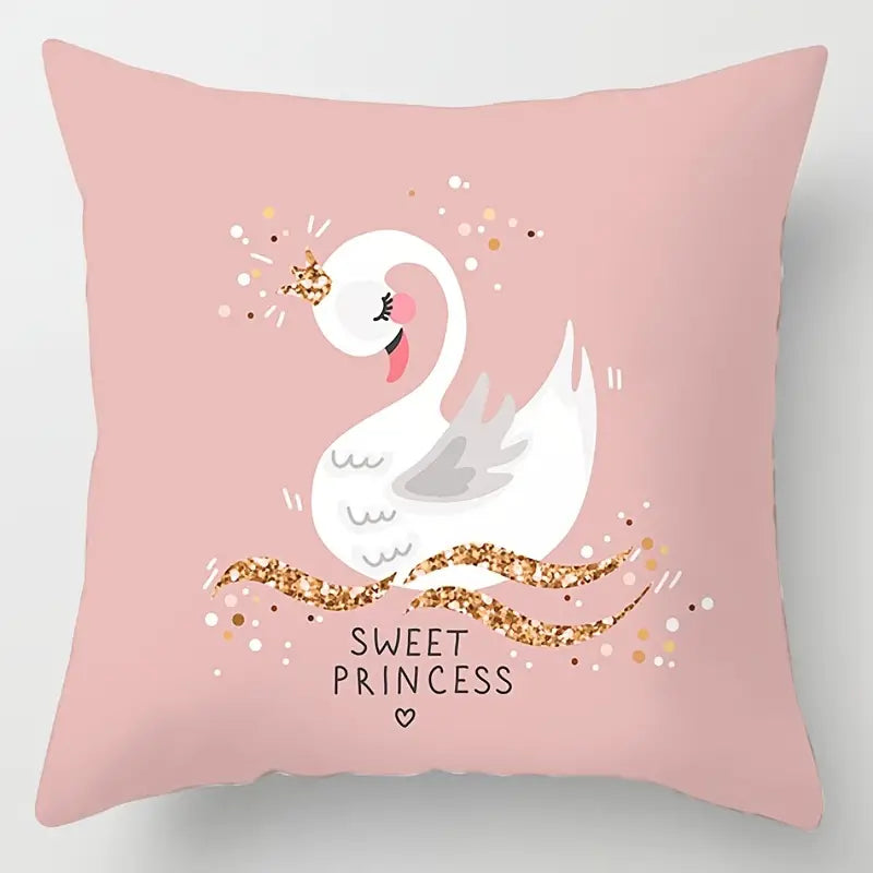 Pink Printed Throw Pillow Case 17.7''x17.7''