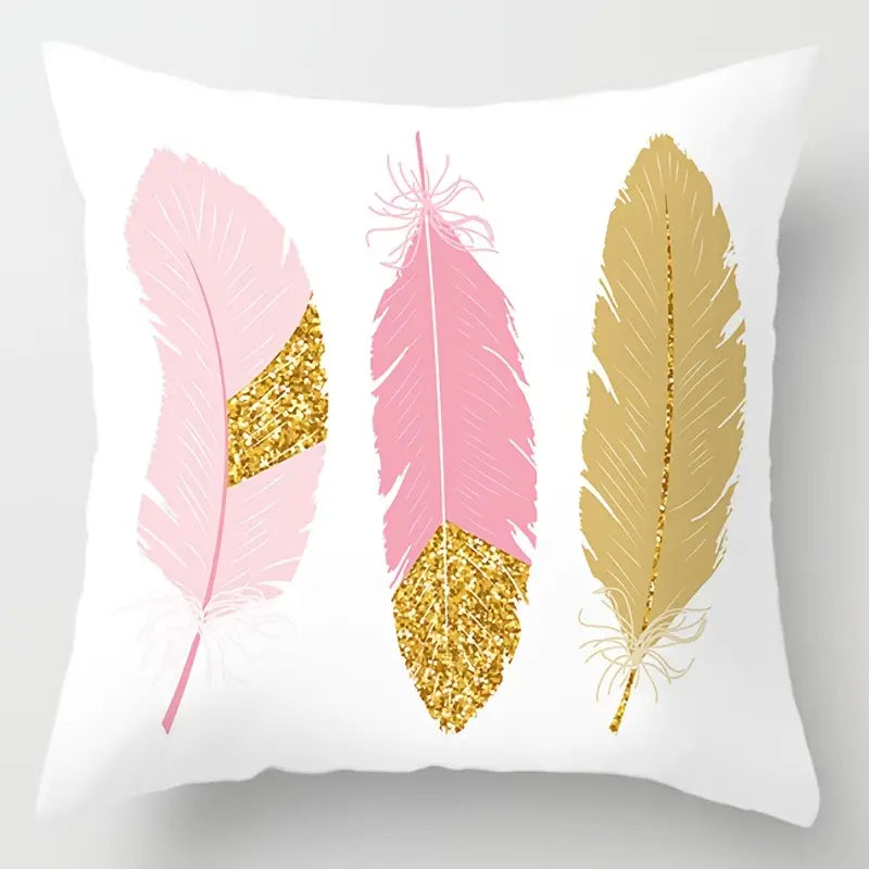 Pink Printed Throw Pillow Case 17.7''x17.7''