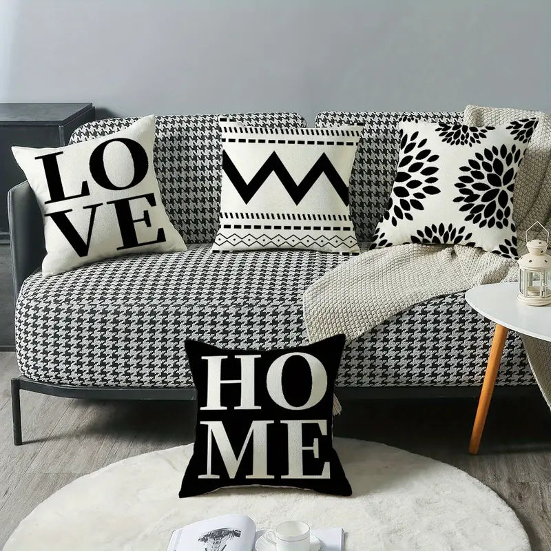 Geometric Letter Printed Throw Pillow Case 17.7"x17.7"