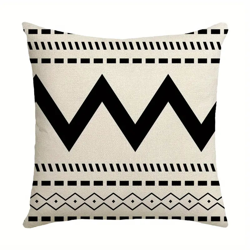 Geometric Letter Printed Throw Pillow Case 17.7"x17.7"