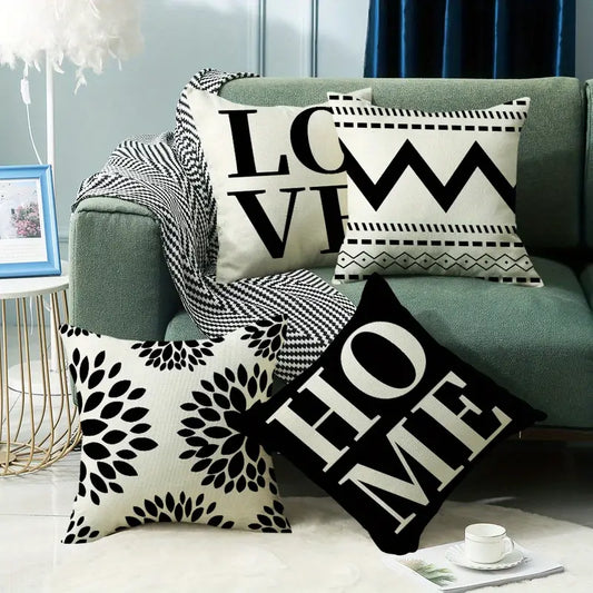 Geometric Letter Printed Throw Pillow Case 17.7"x17.7"